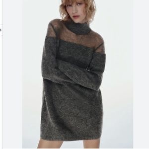 Zara Semi Sheer Detail Knit Dress